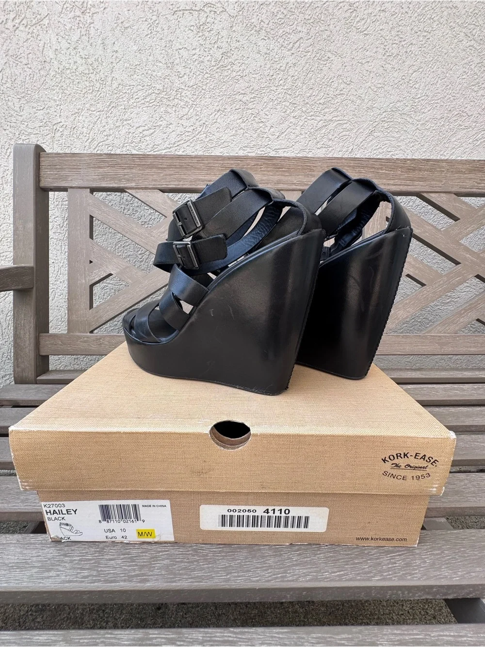 Kork-Ease Hailey Strappy Black Wedge Sandals